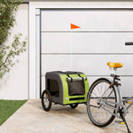 ZNTS Pet Bike Trailer Green and Grey Oxford Fabric and Iron 93836