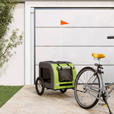 ZNTS Pet Bike Trailer Green and Grey Oxford Fabric and Iron 93836
