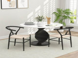 Set of Two Weave Dining Chairs with Y-Shaped Backrest Hemp Seat - Black/Beige T3398P377923