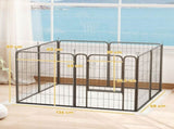 Eight-Panel Dog Playpen with Door, for Large Dogs, Indoors, Outdoors, 80cm Tall, Black T3398P349750