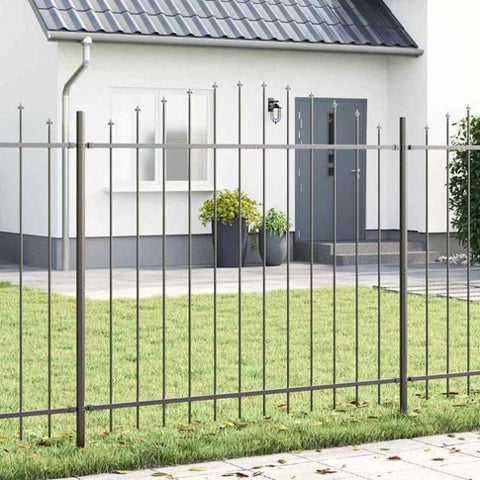 Garden Fence Grey 1190 x 150 cm Powder-Coated Steel 3360127