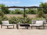 Double-Head Garden Parasol with LEDs Anthracite 316x145 cm 362971