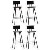 Bar Set Black MDF, Metal, Solid reclaimed wood Large Footrest 3057829