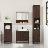 ZNTS 3 Piece Bathroom Furniture Set Brown Oak Engineered Wood 3300989