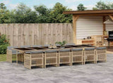 13 Piece Garden Dining Set with Cushions Mix Beige Poly Rattan 3210948