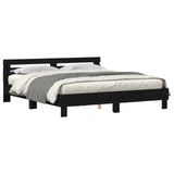 Bed Frame with Headboard Black Oak 180 x 200 cm Engineered Wood 3333938