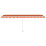 ZNTS Manual Retractable Awning with LED 600x350 cm Orange and Brown 3069685