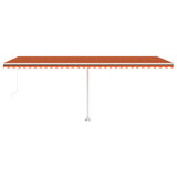 ZNTS Manual Retractable Awning with LED 600x350 cm Orange and Brown 3069685