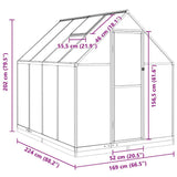 Greenhouse with Base Frame Silver 224x169x202 cm Aluminium 3266323