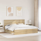 Bed Frame with Headboard Sonoma 200 x 200 cm Solid Pine Wood 3410967