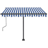 Freestanding Manual Retractable Awning 350x250 cm Blue/White 3069716