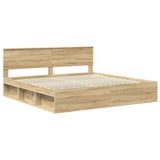 Bed Frame with Headboard Sonoma 200 x 200 cm Solid Pine Wood 3410557
