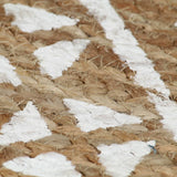 Handmade Rug Jute with White Print 150 cm 133694