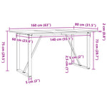 ZNTS Dining Table O-Frame 160x80x75 cm Solid Wood Pine and Steel 3282677