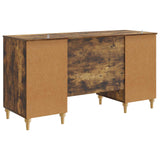 Desk with Shelf Smoked Oak 142.5 x 50 x 75 cm Engineered Wood 3414581