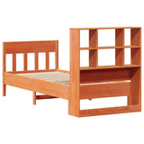 ZNTS Bed Frame without Mattress Wax Brown 75x190 cm Small Single Solid Wood Pine 3323247