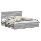 Bed Frame Grey Sonoma 180 x 200 cm Solid Pine Wood 3410061