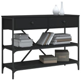 Console Table with Drawers and Shelves Black Engineered Wood 833403