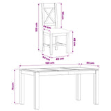 Dining Set 5 pcs Black Solid Oak Wood 3430364