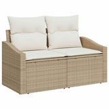 Garden Sofa with Cushion Beige 123 x 62 x 69cm Poly Rattan 42006786