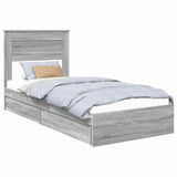 Storage Bed with Drawer Grey Sonoma 90 x 200 cm Engineered Wood 3409947