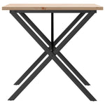 ZNTS Dining Table X-Frame 90x90x75.5 cm Solid Wood Pine and Steel 3282762