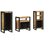 Bathroom Furniture Set with Shelf 3 pcs Brown Solid Mango Wood 3305632