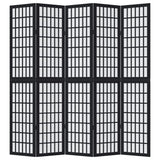 Room Divider 5 Panels Black Solid Wood Paulownia 358775