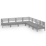 7 Piece Garden Lounge Set Solid Wood Pine Grey 3083096