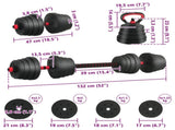4-in-1 Dumbbell Barbell Kettlebell Set 30 kg Black and Red 42023469