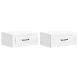 Wall-Mounted Bedside Cabinet with Drawer 2 pcs High Gloss White 899304