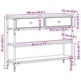 Console Table Artisan Oak 100 x 25 x 75 cm Engineered Wood 863512