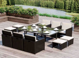 Rattan Dining Set Garden Furniture Patio set 11 PC with Cushion Black /Milk White T3398P325143