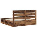 Bed Frame with Headboard Old Wood 200 x 200 cm Solid Pine Wood 3411710