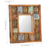 Mirror with Buddha Cladding 50x50 cm Solid Reclaimed Wood 321813