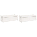 Garden Planters 2 pcs White Solid Wood Pine 837452