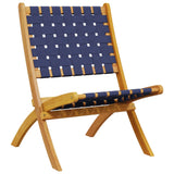 Folding Garden Chairs 2 pcs Dark Blue Solid Wood Acacia and Fabric 366512