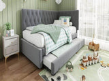Upholstered Bed Daybed with Pull-Out Bed, 3FT Single Sofa Bed 90 x 190 cm, Ottoman Bed Trundle Beds N601P377081G