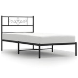 Bed Frame Black Powder-Coated Steel Single Bed Frame 355262