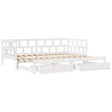 Daybed with Trundle and Drawers without Mattress White 90x200 cm 3302208