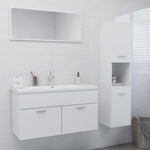 ZNTS Bathroom Furniture Set High Gloss White Engineered Wood 3071429