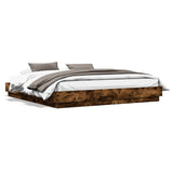 Bed Frame with LED without Mattress Smoked Oak 200x200 cm 3209769