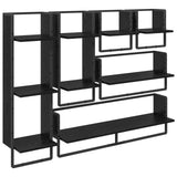 Wall Shelf Set 6 pcs Black Oak 100 x 25 x 30 cm Engineered Wood 882849
