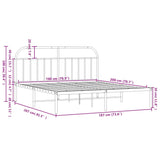 Metal Bed Frame without Mattress with Headboard Black 180x200cm 353639