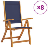 Folding Garden Chairs 8 pcs Solid Wood Acacia and Textilene 3279243