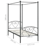 Bed Frame Grey Metal Double Durable Bed Frame Rectangular 284442