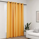 Linen-Look Blackout Curtains with Grommets Yellow 290x245cm 321195