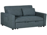 Loveseat Sofa Bed, Convertible Bed Settee with 2 Cushions, Side Pockets for Living Room, Charcoal T3398P377931