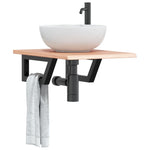 Basin Shelf Wall Mounted Steel and Solid Wood Oak 3302559