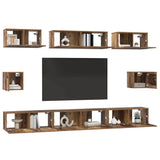 TV Cabinet Set Wall-mounted 8 pcs Old Wood Engineered Wood 3393294